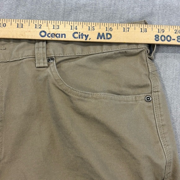 Duluth Trading Flex Fire Hose Pants Men 36x29 Beige Khaki Chino Workwear Stretch - Picture 6 of 11